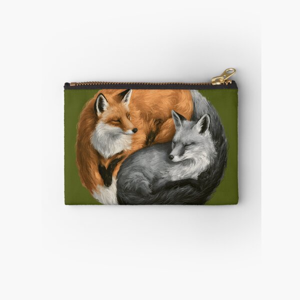 Item preview, Yin Yang Sleeping Foxes | Red & Silver Fox Wildlife Nature Illustration designed and sold by KAM-KAM-STORE.