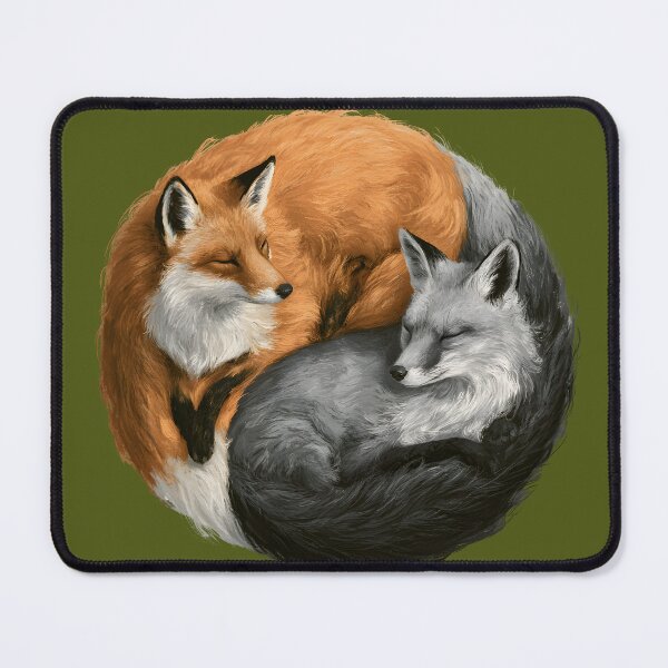 Item preview, Yin Yang Sleeping Foxes | Red & Silver Fox Wildlife Nature Illustration designed and sold by KAM-KAM-STORE.