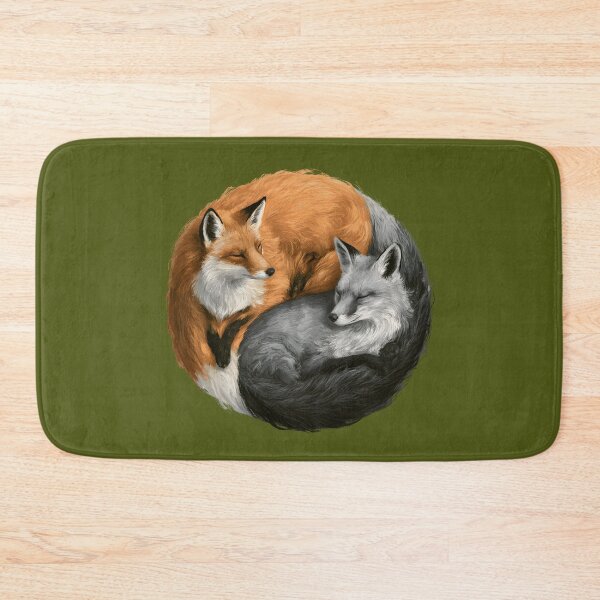 Item preview, Yin Yang Sleeping Foxes | Red & Silver Fox Wildlife Nature Illustration designed and sold by KAM-KAM-STORE.