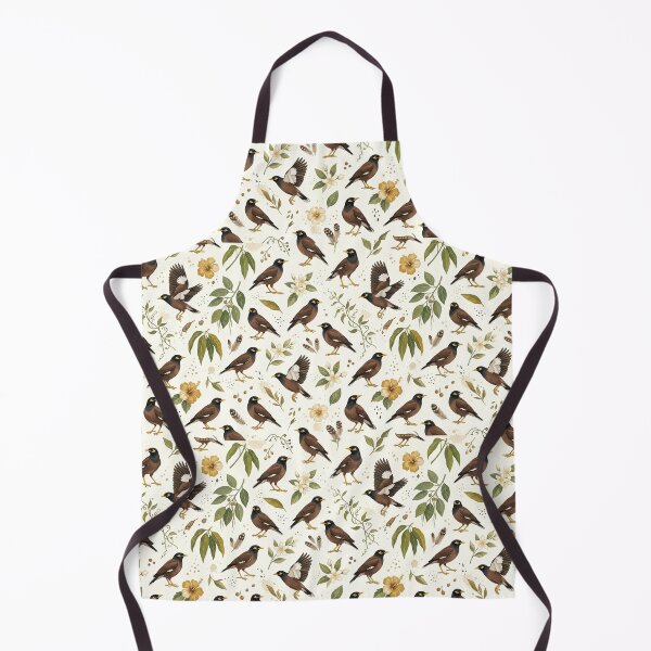 Item preview, Indian Common Myna Bird & Tropical Botanical Gouache Pattern designed and sold by OpenDreamArts.