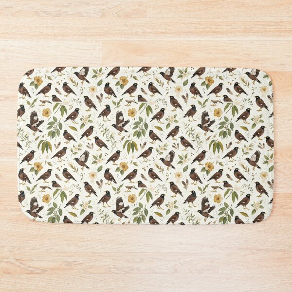 Item preview, Indian Common Myna Bird & Tropical Botanical Gouache Pattern designed and sold by OpenDreamArts.
