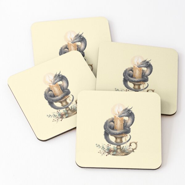 Item preview, Cozy Little Dragon and Candle Watercolor Illustration designed and sold by GrabaHuk.