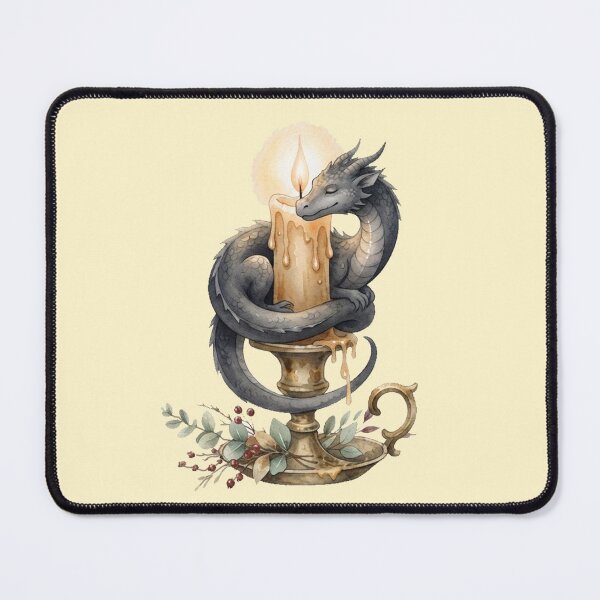 Item preview, Cozy Little Dragon and Candle Watercolor Illustration designed and sold by GrabaHuk.