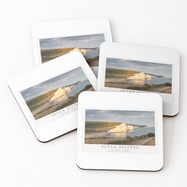 Item preview, Seven Sisters Cliffs Travel Poster | East Sussex England Fine Art Print designed and sold by Wandered North.