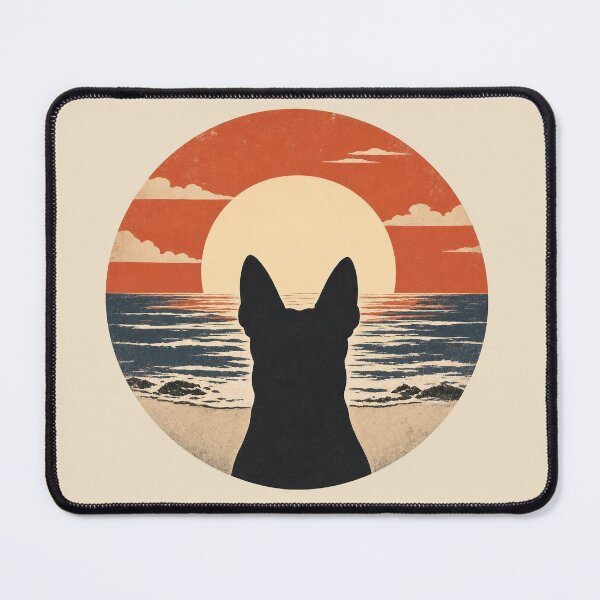 Item preview, Boston Terrier Silhouette Sunset | Retro Ocean Dog Art designed and sold by FireWildChild.