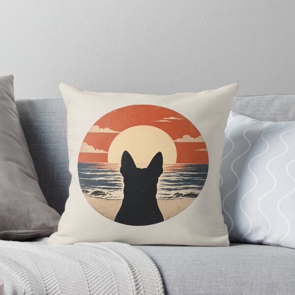 Item preview, Boston Terrier Silhouette Sunset | Retro Ocean Dog Art designed and sold by FireWildChild.
