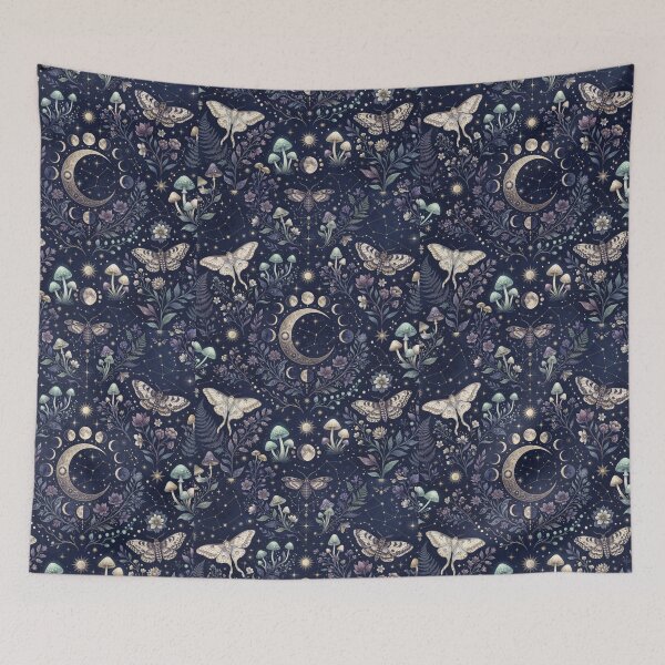 Item preview, Midnight Moon Garden | Mystical Celestial Botanical Seamless Pattern designed and sold by AP Digi Store.