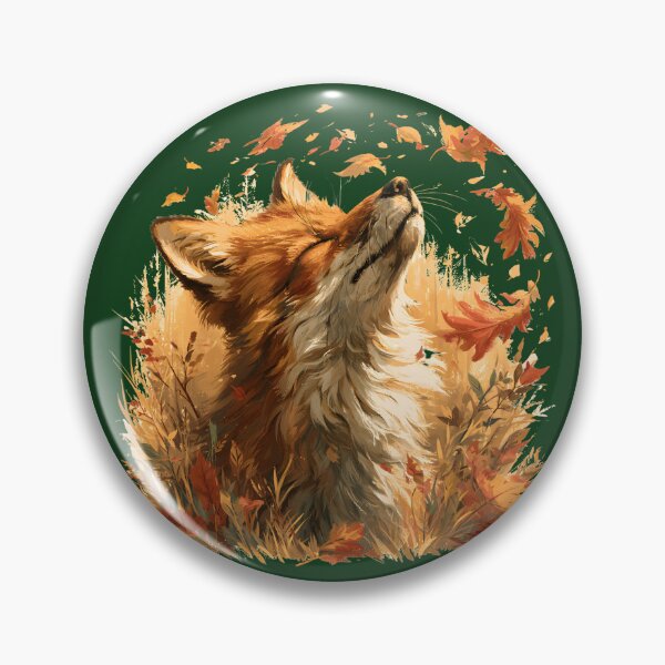 Item preview, Autumn Fox in Falling Leaves | Peaceful Woodland Wildlife Nature Art designed and sold by KAM-KAM-STORE.