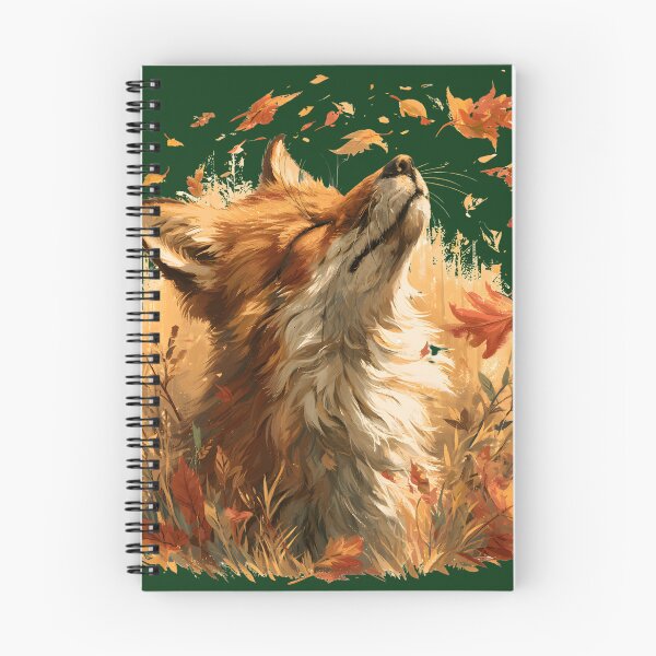 Item preview, Autumn Fox in Falling Leaves | Peaceful Woodland Wildlife Nature Art designed and sold by KAM-KAM-STORE.
