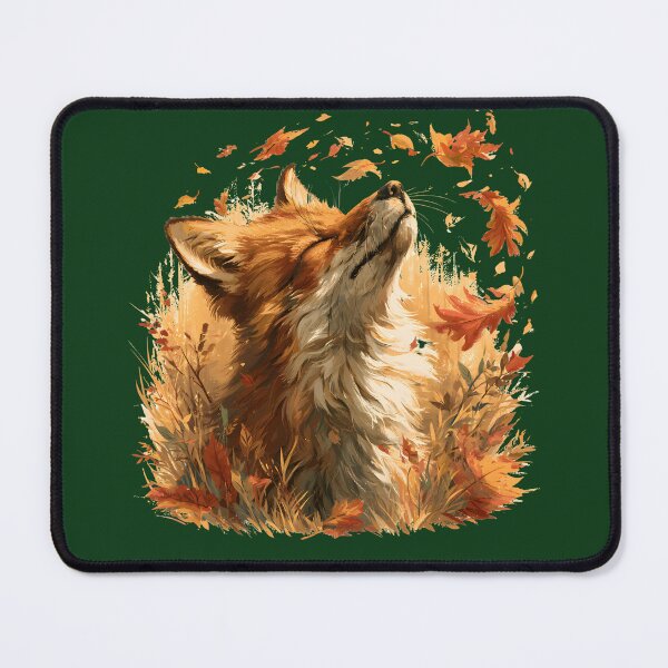 Item preview, Autumn Fox in Falling Leaves | Peaceful Woodland Wildlife Nature Art designed and sold by KAM-KAM-STORE.