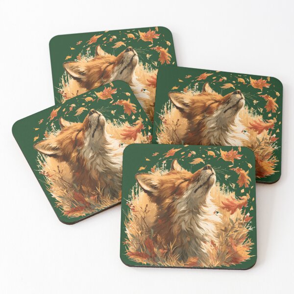 Item preview, Autumn Fox in Falling Leaves | Peaceful Woodland Wildlife Nature Art designed and sold by KAM-KAM-STORE.