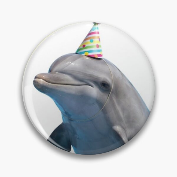 Item preview, Happy Birthday Dolphin Party Hat Badge designed and sold by fensevenfall.