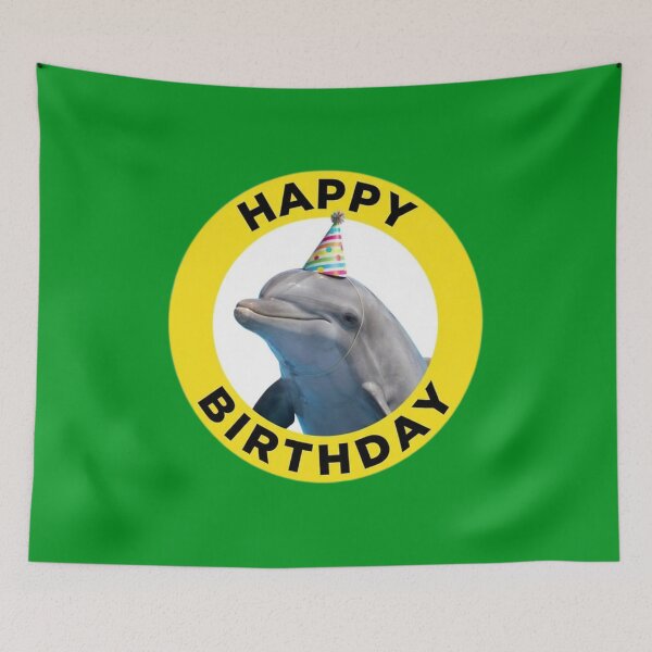 Item preview, Happy Birthday Dolphin Party Hat Badge designed and sold by fensevenfall.