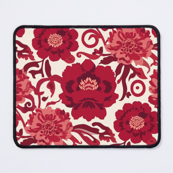 Item preview, Elegant Red Peony Flowers and Swirls Seamless Pattern designed and sold by Wawa5656.