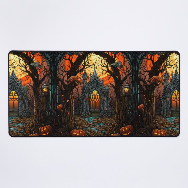 Item preview, Haunted House Stained Glass Halloween Gothic Art designed and sold by pinkal.