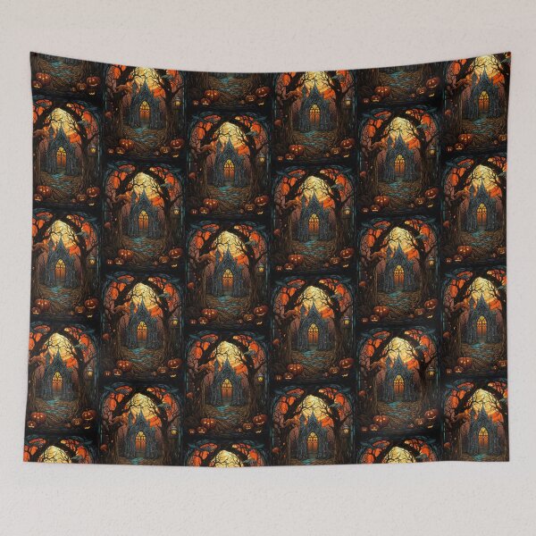 Item preview, Haunted House Stained Glass Halloween Gothic Art designed and sold by pinkal.