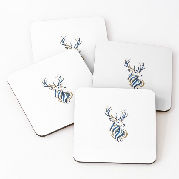 Item preview, Majestic Blue and Gold Fluid Line Stag Art designed and sold by Arts Design 15.