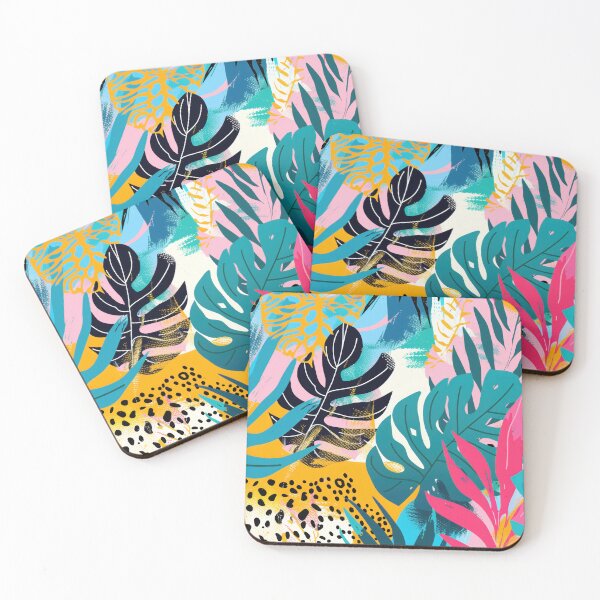 Item preview, Monstera Leaves and Tropical Motifs with Leopard Print designed and sold by Soft Oddity.
