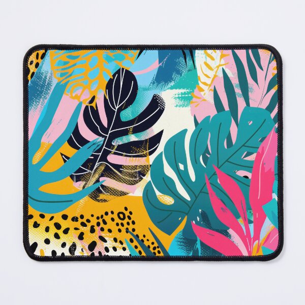 Item preview, Monstera Leaves and Tropical Motifs with Leopard Print designed and sold by Soft Oddity.