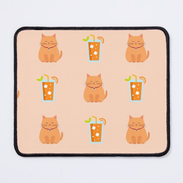 Item preview, Cute Chubby Orange Cat and Orange Juice Seamless Pattern designed and sold by Wawa5656.