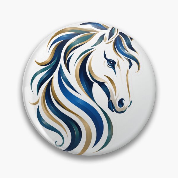 Item preview, Majestuoso arte ecuestre de líneas fluidas en azul y dorado designed and sold by Arts Design 15.
