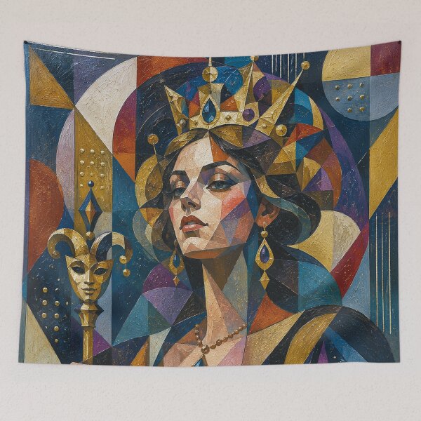 Item preview, Queen of Carnival cubist painting. designed and sold by GalleryKauffeld.