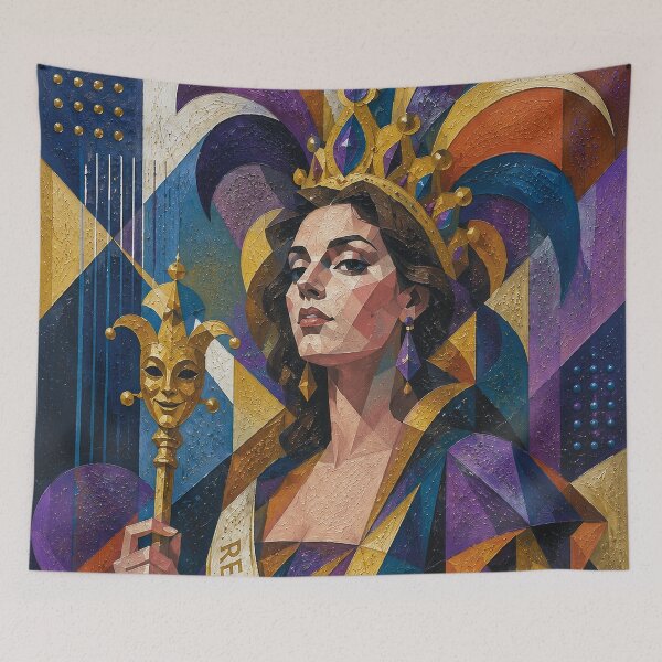 Item preview,  Queen of Carnival cubist painting. designed and sold by GalleryKauffeld.