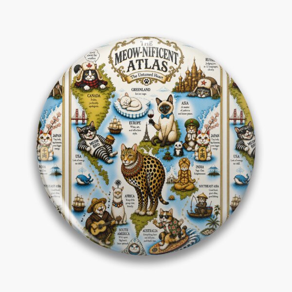 Item preview, The Meow-nificent Atlas Funny World Map Cats Poster designed and sold by SammyMorry.