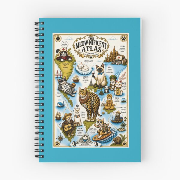 Item preview, The Meow-nificent Atlas Funny World Map Cats Poster designed and sold by SammyMorry.