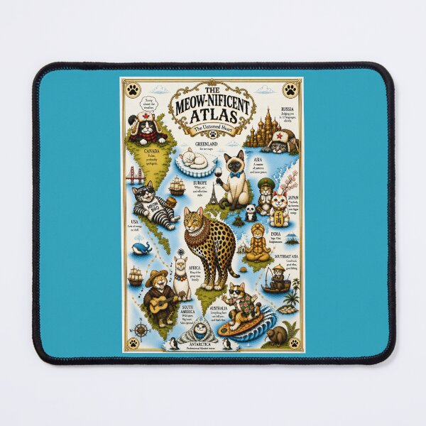 Item preview, The Meow-nificent Atlas Funny World Map Cats Poster designed and sold by SammyMorry.