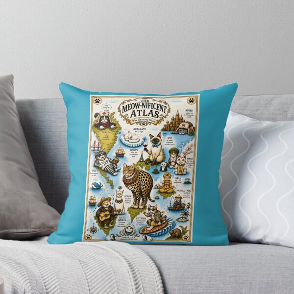 Item preview, The Meow-nificent Atlas Funny World Map Cats Poster designed and sold by SammyMorry.