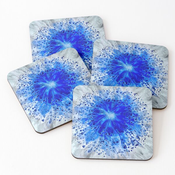 Artikelvorschau, Gefrorene Blüte – Blaue florale Acrylmalerei entworfen und verkauft von FlowingFreedom.