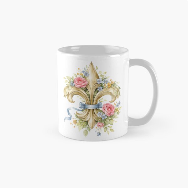 Item preview, Floral watercolor Fleur de Lys heraldic symbol designed and sold by Anne Londez Studio.