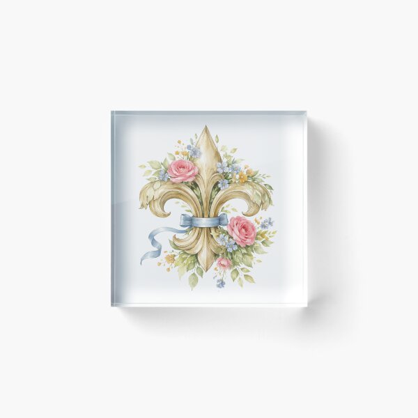 Item preview, Floral watercolor Fleur de Lys heraldic symbol designed and sold by Anne Londez Studio.