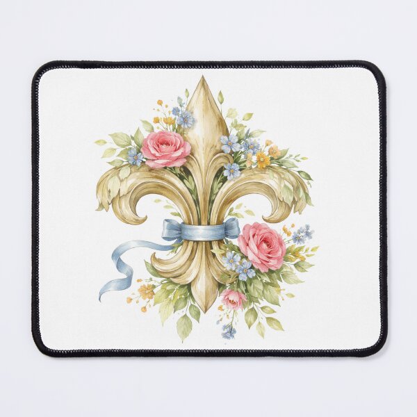 Item preview, Floral watercolor Fleur de Lys heraldic symbol designed and sold by Anne Londez Studio.