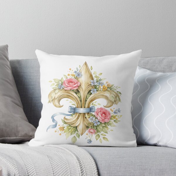 Item preview, Floral watercolor Fleur de Lys heraldic symbol designed and sold by Anne Londez Studio.