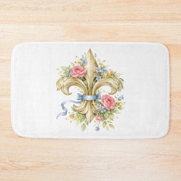 Item preview, Floral watercolor Fleur de Lys heraldic symbol designed and sold by Anne Londez Studio.