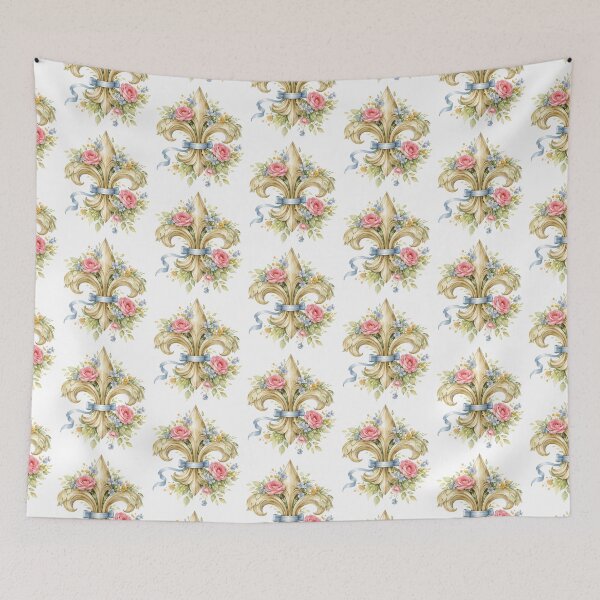 Item preview, Floral watercolor Fleur de Lys heraldic symbol designed and sold by Anne Londez Studio.