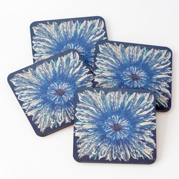 Item preview, Blue Burst - Abstract acrylic floral art designed and sold by FlowingFreedom.