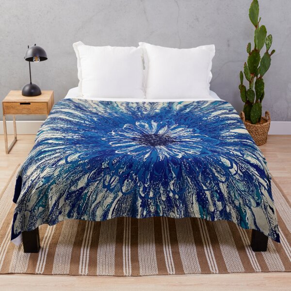 Item preview, Blue Burst - Abstract acrylic floral art designed and sold by FlowingFreedom.