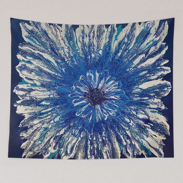 Item preview, Blue Burst - Abstract acrylic floral art designed and sold by FlowingFreedom.