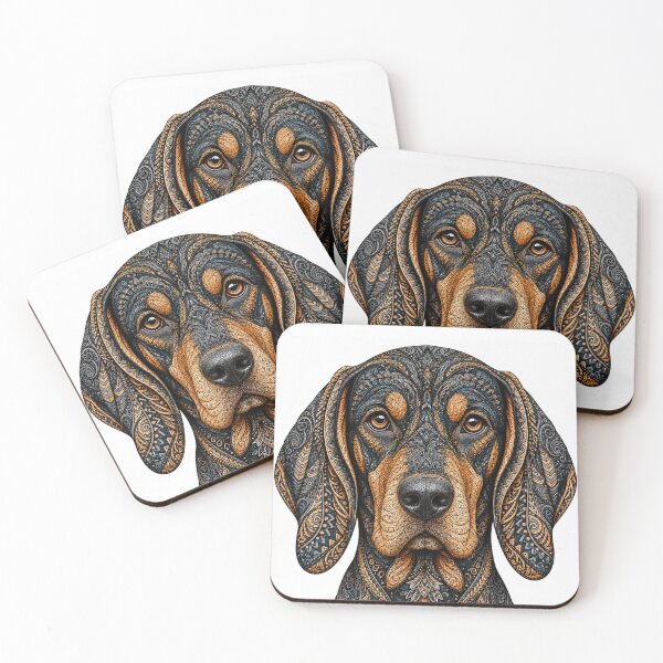 Item preview, Intricate Black and Tan Coonhound designed and sold by PaintedbyCarol.