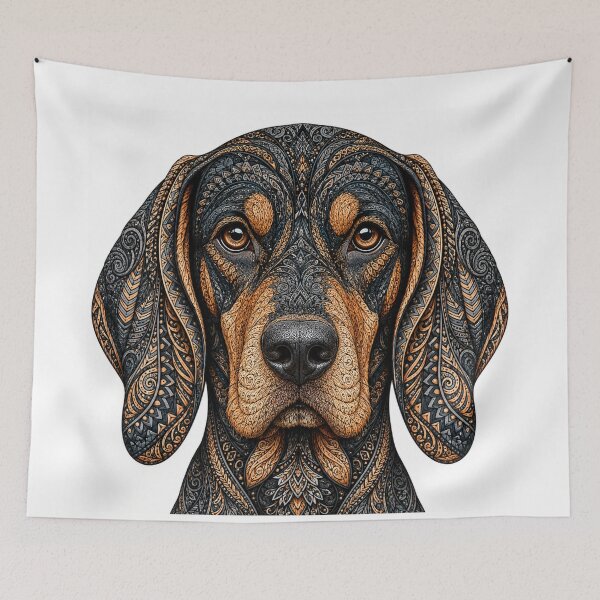 Item preview, Intricate Black and Tan Coonhound designed and sold by PaintedbyCarol.