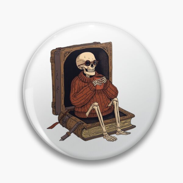 Item preview, Cozy Skeleton Reading Book Drinking Coffee Vintage designed and sold by ByKayaPrints.