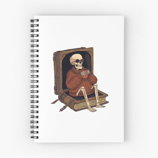 Item preview, Cozy Skeleton Reading Book Drinking Coffee Vintage designed and sold by ByKayaPrints.
