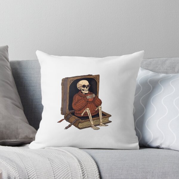 Item preview, Cozy Skeleton Reading Book Drinking Coffee Vintage designed and sold by ByKayaPrints.