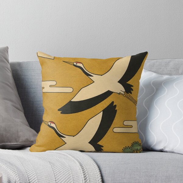 Item preview, Pair of Cranes in Flight — Nengajo No. 8 | Ukiyo-e Woodblock designed and sold by Planthem.