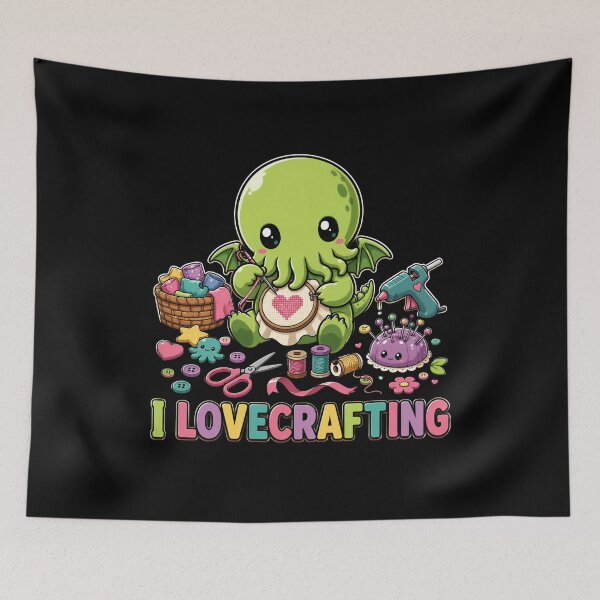 Item preview, Lovecraft Cthulhu – I Love Crafting Stitchery designed and sold by Fenay Designs.