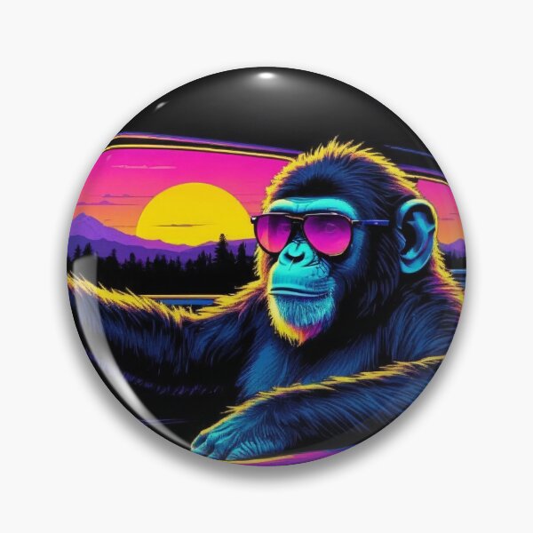 Artikelvorschau, Synthwave-Affe fährt Auto, 80er-Jahre-Retro-Sonnenuntergang, Schimpansen-Sonnenbrille entworfen und verkauft von RAMIX-Y2K.