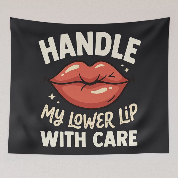 Item preview, Funny Handle My Lower Lip With Care Retro Lips Quote designed and sold by Amir Faysal.